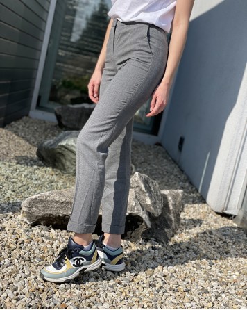 Kalhoty dámské Massimo Dutti plátěné šedé